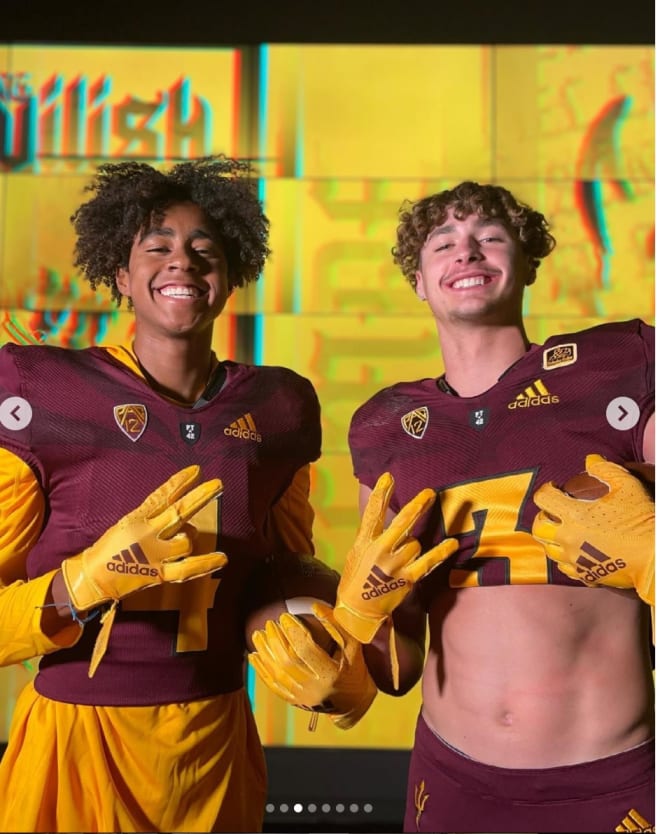 Local 2023 wide receivers Ja’Kobi Lane (left) and Kyler Kasper on their ASU visit (Lane Instagram)