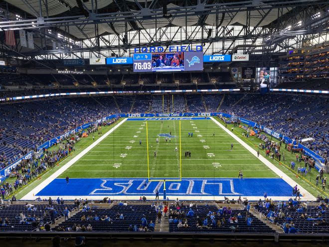 A general view of Ford Field before a game between the Detroit Lions and the Minnesota Vikings on Dec. 11, 2022.