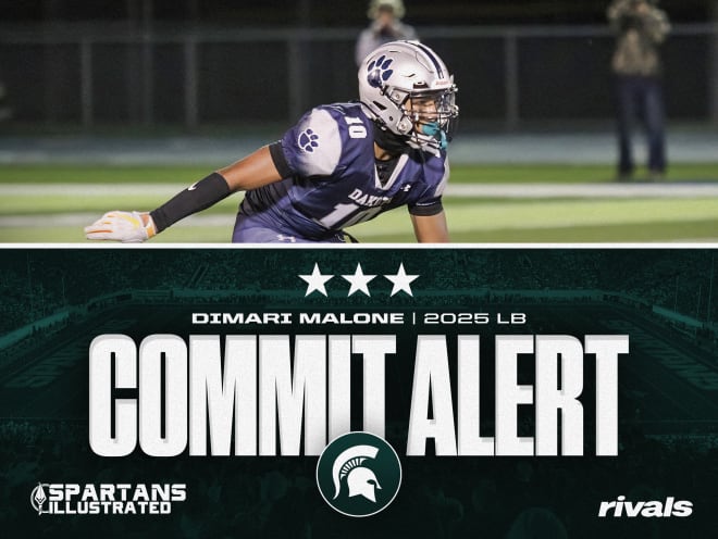 2025 three-star linebacker DiMari Malone has committed to Michigan State. 