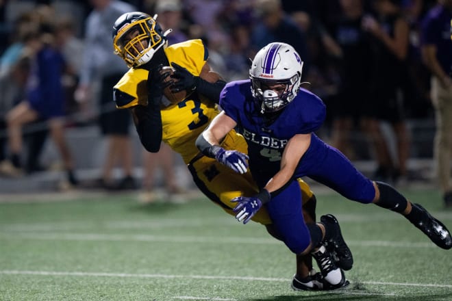 This is one of two interceptions Notre Dame incoming freshman cornerback Karson Hobbs (3) recorded during his senior season at Cincinnati Bishop Moeller.