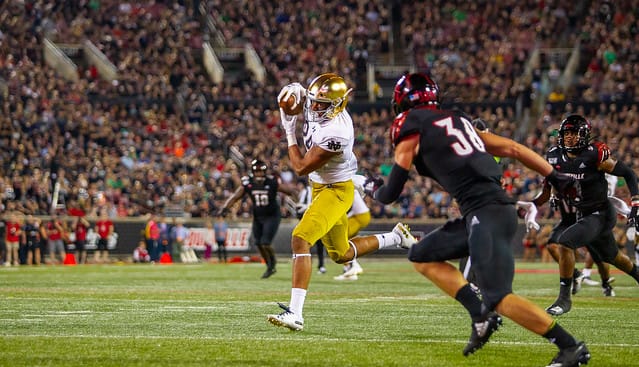 Sophomore Tommy Tremble nabs his first career catch that resulted in a 26-yard touchdown.