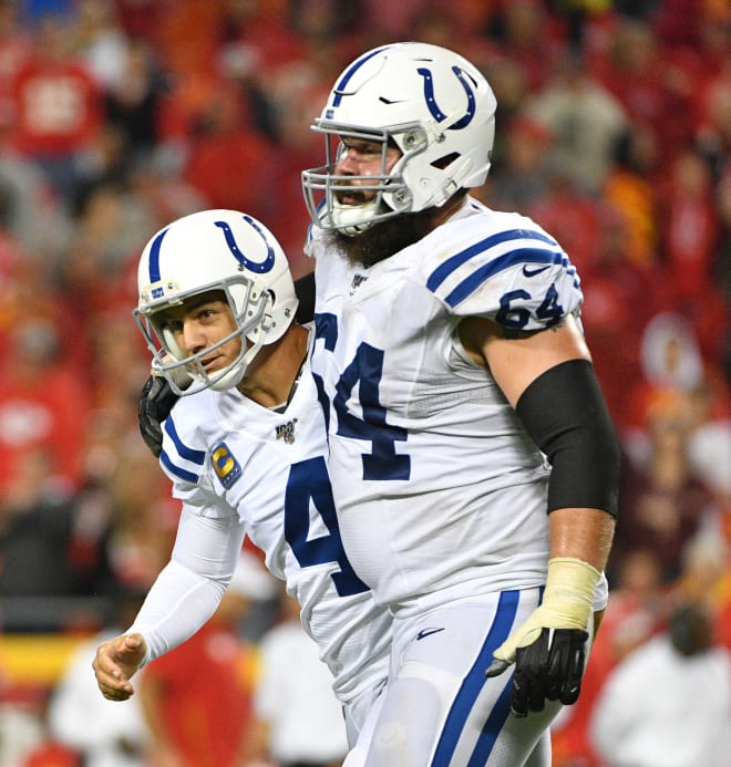 Glowinski and Colts offensive line didn't allow a sack Sunday night.
