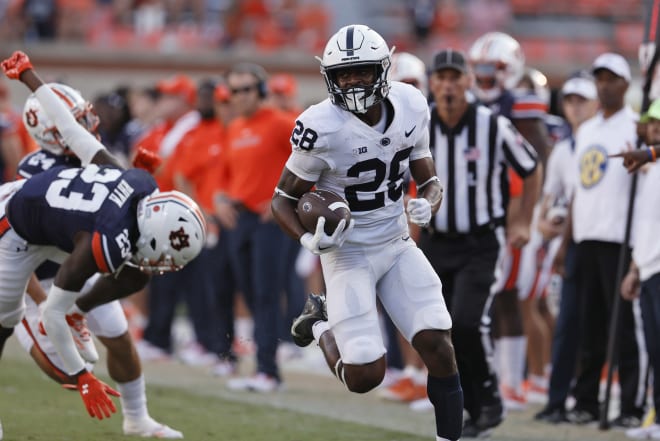 Penn State transfer Devyn Ford adds depth and experience to Notre Dame's running back position group.