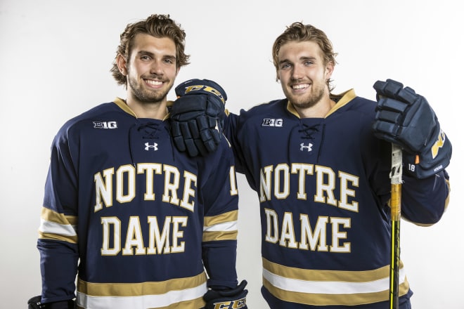 Notre Dame Fighting Irish hockey players Landon and Graham Slaggert