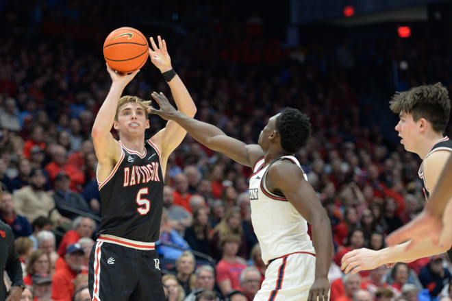 Huffman rises up for a jumper against Dayton. 