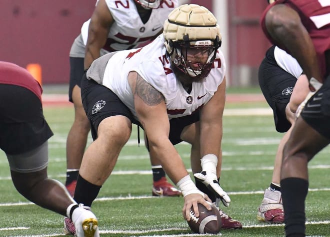 Wisconsin transfer Kayden Lyles is battling for the starting center spot this spring for FSU.