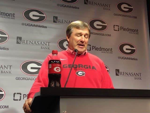 Kirby Smart addresses the media during Monday's press conference.