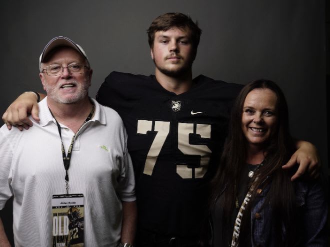 OL Ned Brady and his parents during this past Friday’s unofficial to West Point