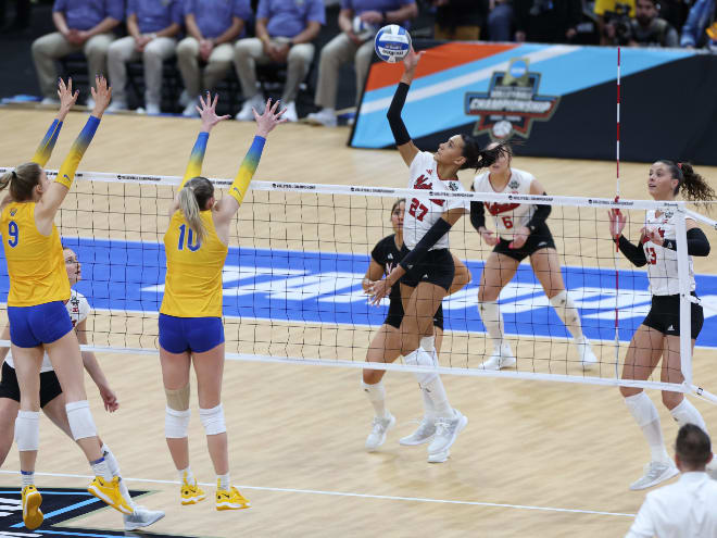Harper Murray (27) turned in perhaps her finest all-around performance to fuel Nebraska volleyball to Sunday's national title match