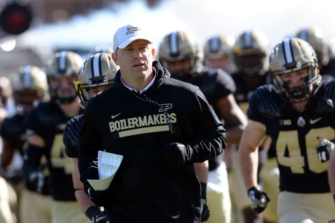 Purdue Boilermakers football coach Jeff Brohm on playing the Notre Dame Fighting Irish