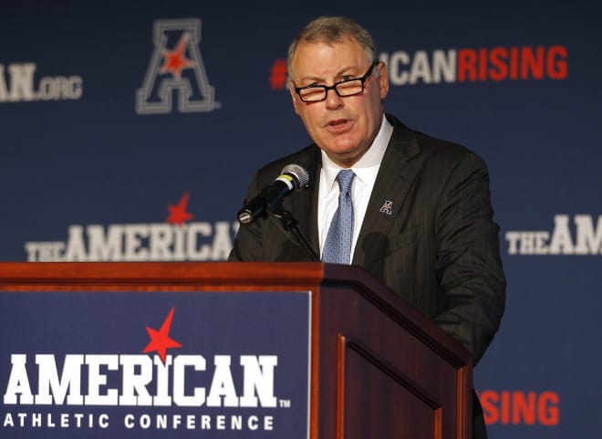 AAC Commissioner Mike Aresco spoke to media members Monday morning about a variety of subjects pertaining to this week's AAC Men's Basketball Tournament.