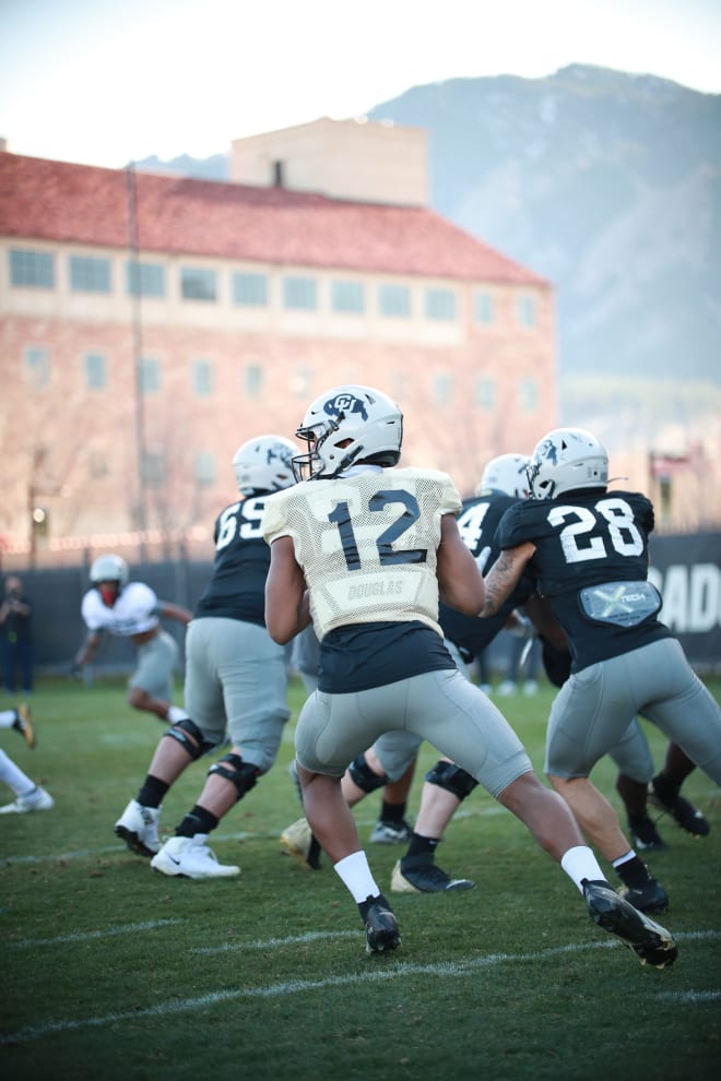 Freshman Brendon Lewis and junior transfer JT Shrout are currently engaged in a battle to end spring atop the depth chart at quarterback while Carter continues to learn the ropes of CU's offense.