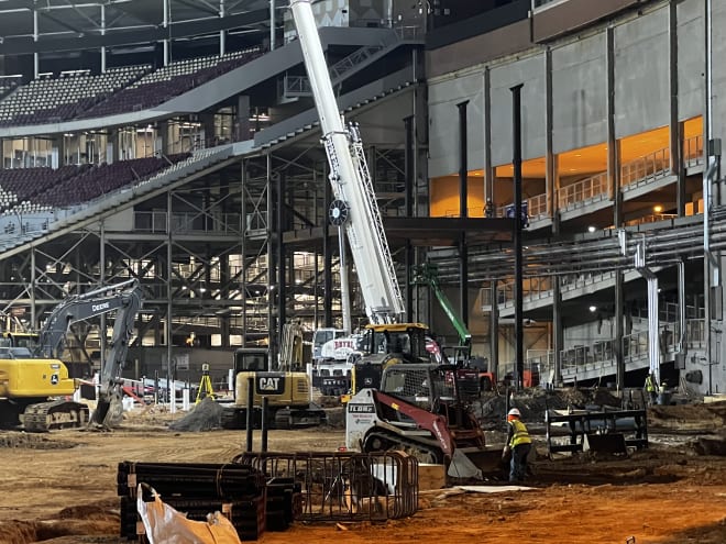 Crews working inside Doak on Wednesday night.