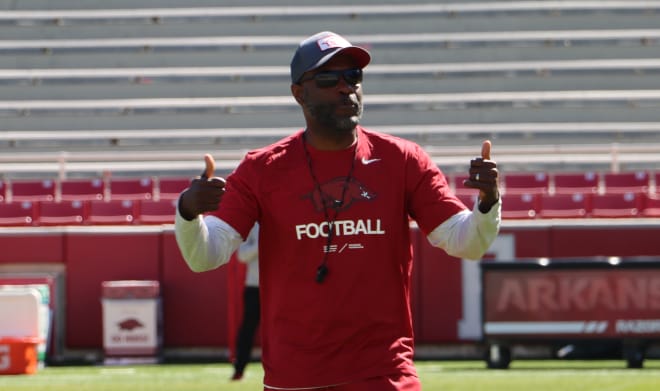 Arkansas co-defensive coordinator Marcus Woodson. 