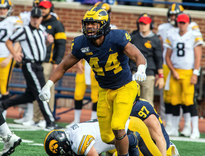 Michigan Wolverines football redshirt freshman linebacker Cam McGrone started for the second straight week in place of injured junior linebacker Josh Ross. He finished with six tackles and 1.5 sacks. 