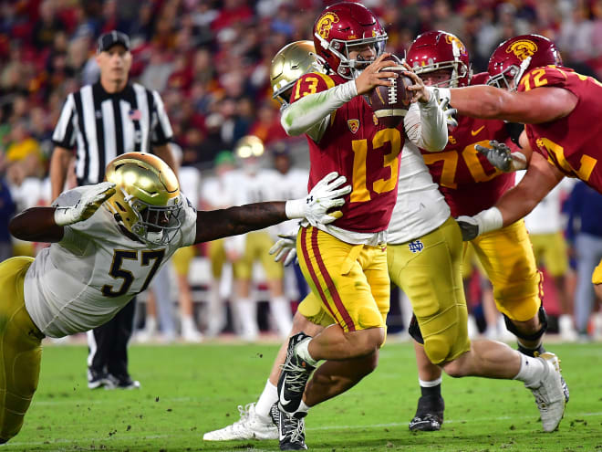  USC sophomore quarterback Caleb Williams beat the Irish in both the passing and running game. 