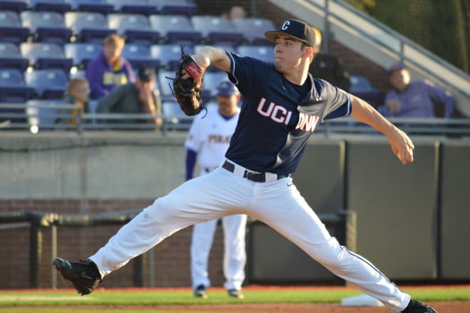 UConn sophomore lefty Tim Cate picked up a 3-2 win over ECU Friday night to open AAC play.