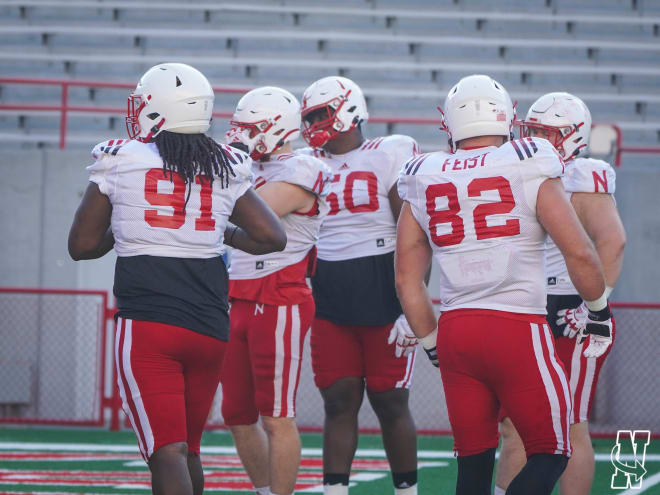 Devin Drew made his first appearance as a Husker in Wednesday morning's open practice. 