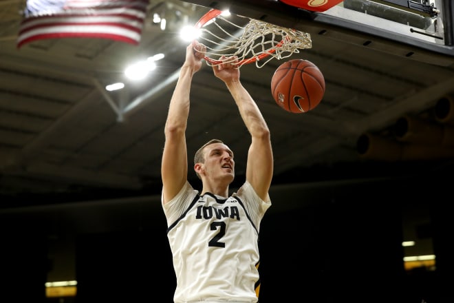 Jack Nunge scored a career high 18 points in the win over W. Illinois. Photo: Hawkeyesports.com