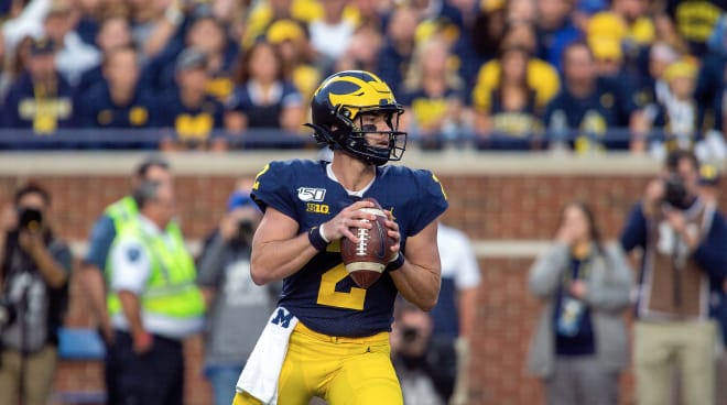 Michigan Wolverines football senior quarterback Shea Patterson threw for 2,600 yards with 22 touchdowns and seven picks last season.
