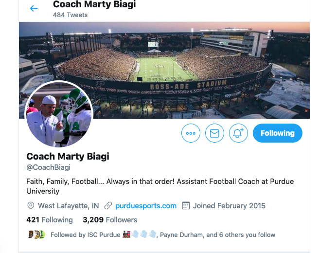 Marty Biagi already has added a new location and photo of Ross-Ade Stadium to his Twitter bio.