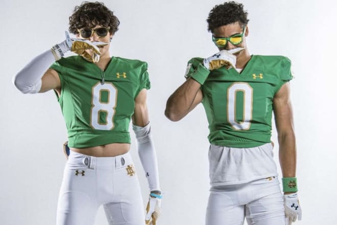 Notre Dame's 2025 recruiting class is off to a strong start and has the chance to break some barriers previous Irish recruiting classes haven't. Ethan Long and Ivan Taylor, pictured above, could be apart of the highest-rated defensive back haul for the Irish since 2008.