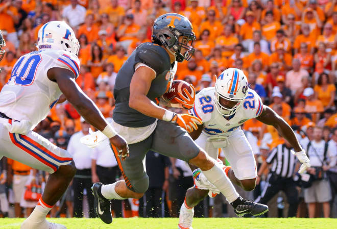 Tennessee RB Jalen Hurd runs with the ball against Florida earlier this season.