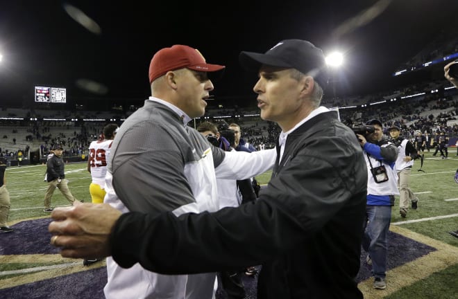 Clay Helton led his Trojans to a huge win on their last visit to Washington, back in 2016 when USC beat a then-9-0 Huskies team. Can he get the best of Chris Petersen's team again?