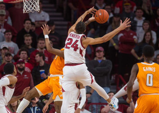 Ethan Henderson blocked three shots against Tennessee on Wednesday.