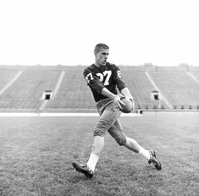 Former walk-on Nick Rassas went on to earn All-America honors as a defensive back/return man in 1965, but made his Irish debut as a running back versus the Orange in 1963.