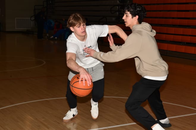 Rowan Brumbaugh, after being interviewed, played one on one with a friend. 