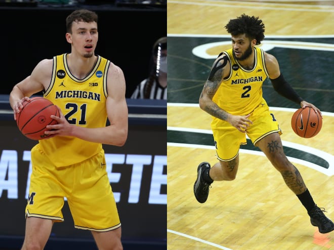 Former Michigan Wolverines basketball standouts Franz Wagner (left) and Isaiah Livers (right) are expecting to hear their names called in the 2021 NBA Draft Thursday night.