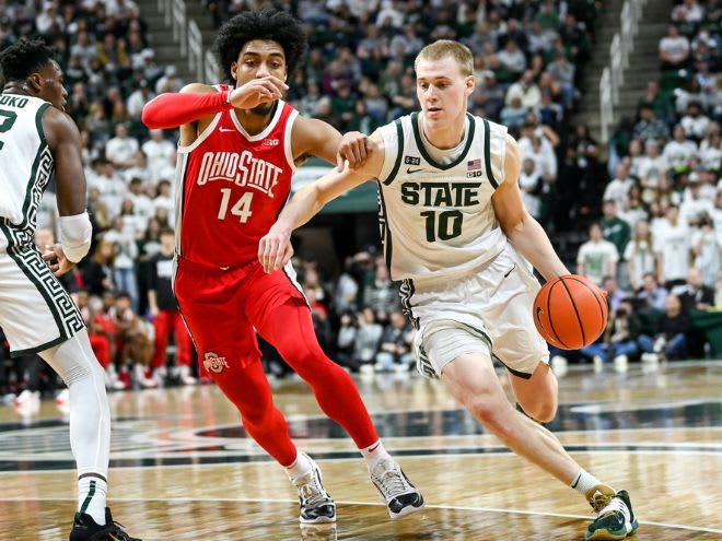 Michigan State's Joey Hauser versus Ohio State's Justice Sueing