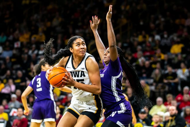 Hannah Stuelke posts up against Northwestern. 