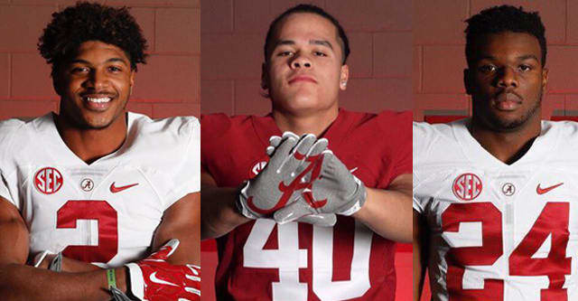Josh Jobe (left), Cameron Latu (Center), and Jerome Ford (Right) each signed in December of 2017