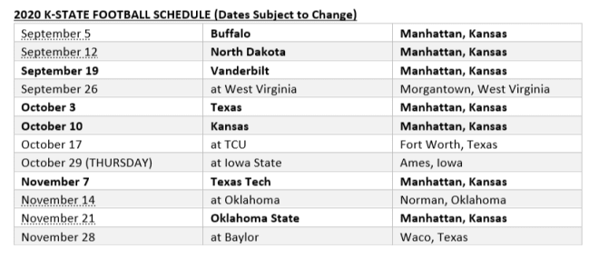 Kansas State Wildcats football schedule