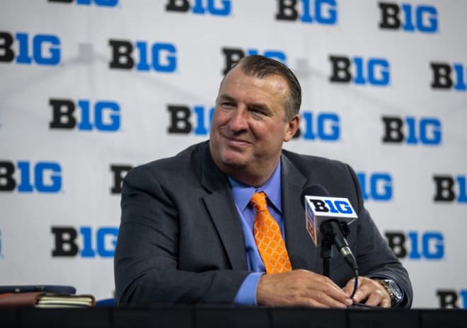 Illinois coach Bret Bielema speaks at Big Ten Media Days Credit: The Iowan