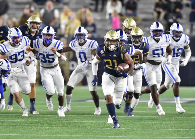 Gibbs breaking off one of his two touchdown runs against Duke