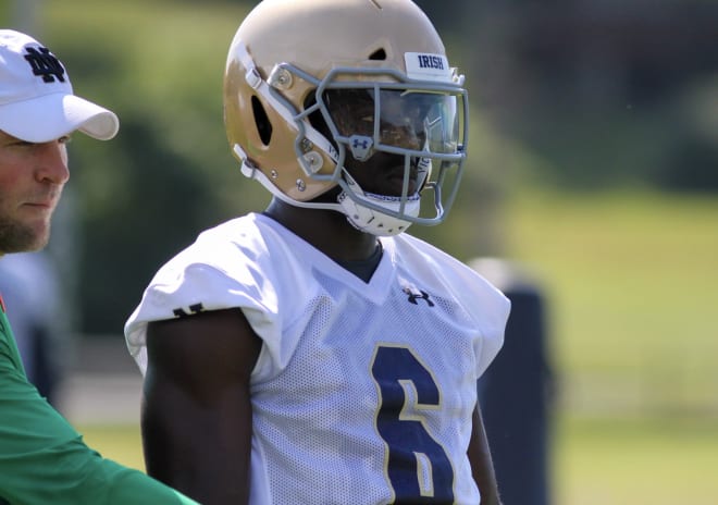 Junior linebacker Jeremiah Owusu-Koramoah was a standout on Notre  Dame's first day of fall camp.