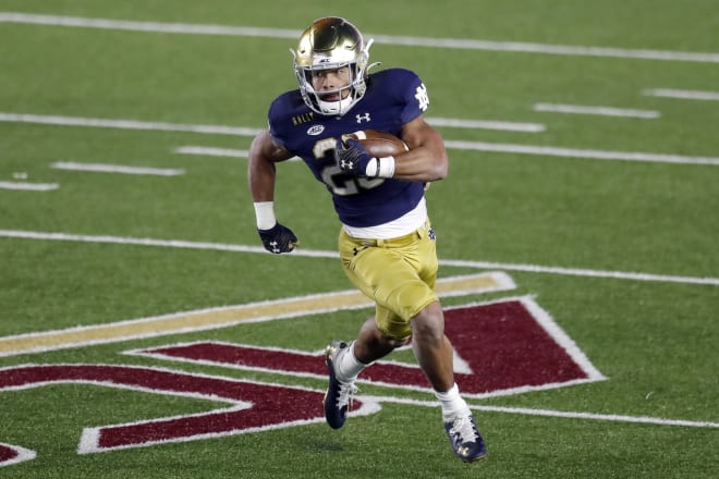 Notre Dame Fighting Irish football sophomore running back Chris Tyree 