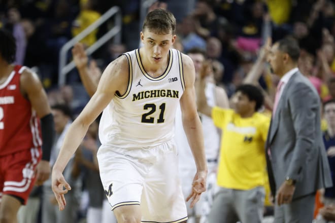 Michigan Wolverines basketball rising sophomore guard Franz Wagner is returning for next season.