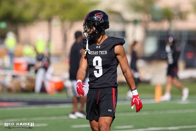 Baskerville at Texas Tech spring practice. (Chase Seabolt)