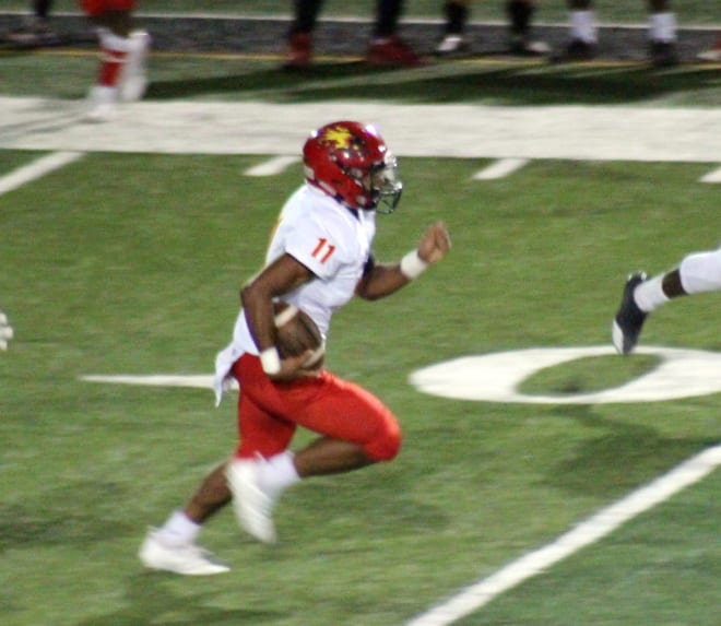 Chaparral running back Jared Williams takes off on a long run from a road game last season.  Thrust into varsity action as a sophomore, Williams averaged 8 yards per carryin 65 attempts (522 yards).
