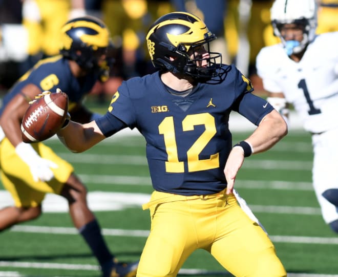 Michigan Wolverines football redshirt sophomore quarterback Cade McNamara started one game in 2020.