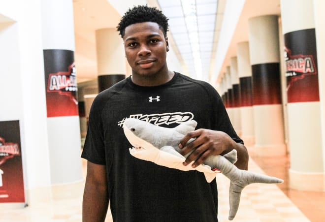 Jeffrey McCulloch checked into the Under Armour All-American Game with a shark doll.