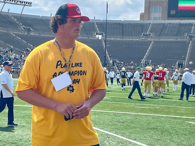2023 four-star offensive lineman Sullivan Absher has visited Notre Dame three times. 