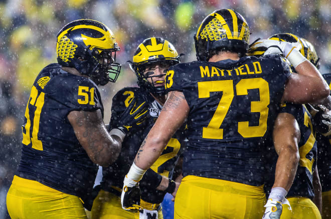 The Michigan Wolverines football offensive line is starting to clear the way for U-M's skill players and more.