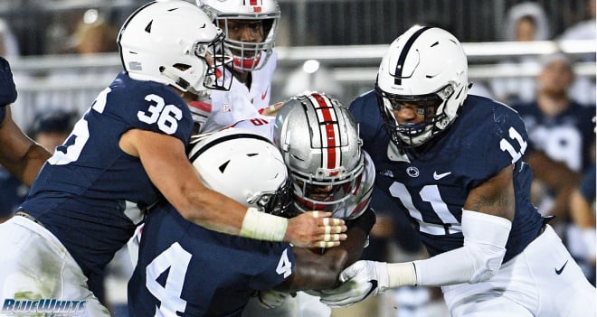 The Penn State defense swarmed the ball against Ohio State last season, forcing three fumbles.