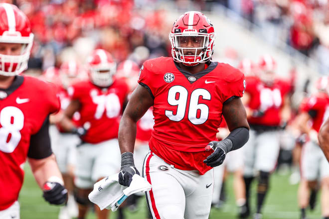 Georgia defensive lineman Zion Logue (96) during the Bulldogs’ game against Missouri on Dooley Field at Sanford Stadium in Athens, Ga., on Saturday, Nov. 6, 2021. (Photo by Tony Walsh/UGA Sports Communications)