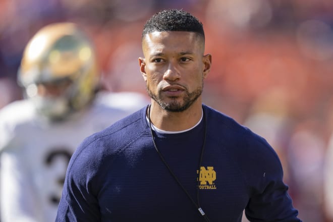 Notre Dame head coach Marcus Freeman and his 15th-ranked Irish head into a second bye week having been eliminated Saturday from New Year's Six bowl consideration with a 31-23 loss at Clemson..